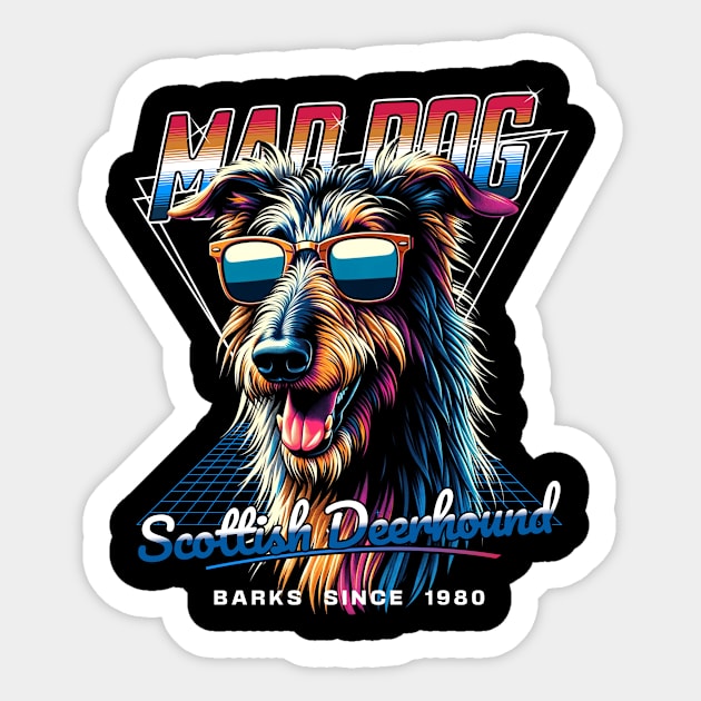 Mad Dog Scottish Deerhound Dog Sticker by Miami Neon Designs